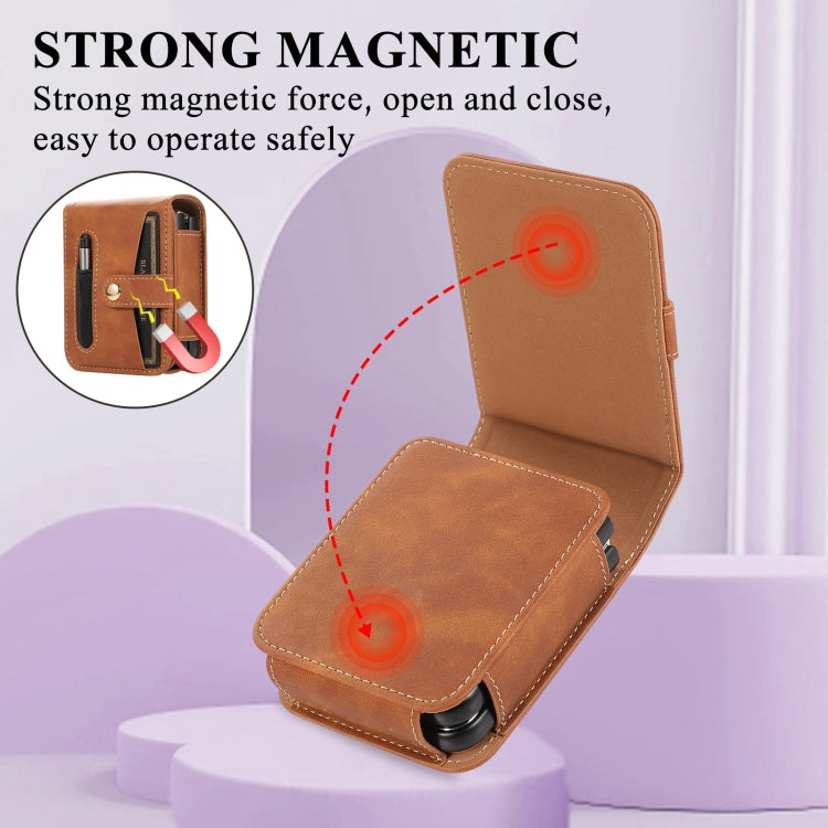 For Samsung Galaxy Z Flip5 5G PC Foldable Shockproof Leather Phone Case with Stylus