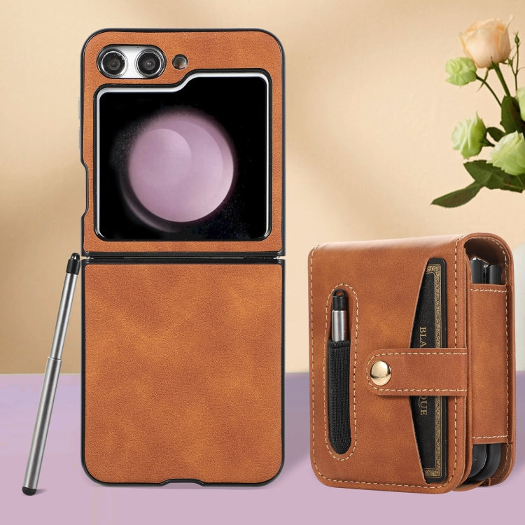 For Samsung Galaxy Z Flip5 5G PC Foldable Shockproof Leather Phone Case with Stylus