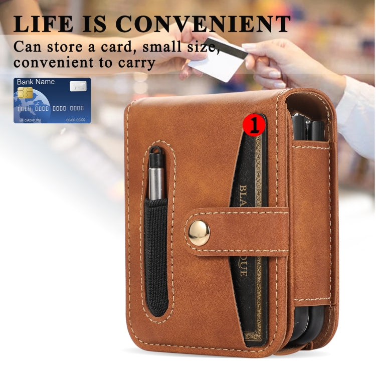 For Samsung Galaxy Z Flip5 5G PC Foldable Shockproof Leather Phone Case with Stylus