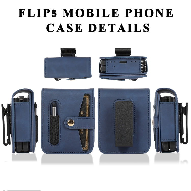 For Samsung Galaxy Z Flip5 5G PC Foldable Shockproof Leather Phone Case with Stylus