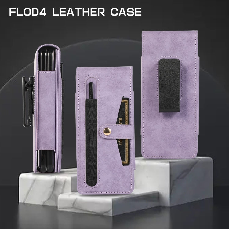For Samsung Galaxy Z Fold4 5G PC Foldable Shockproof Leather Phone Case with Stylus