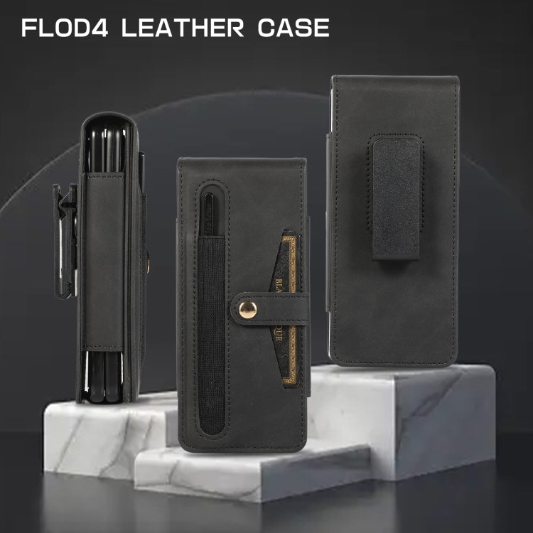 For Samsung Galaxy Z Fold4 5G PC Foldable Shockproof Leather Phone Case with Stylus