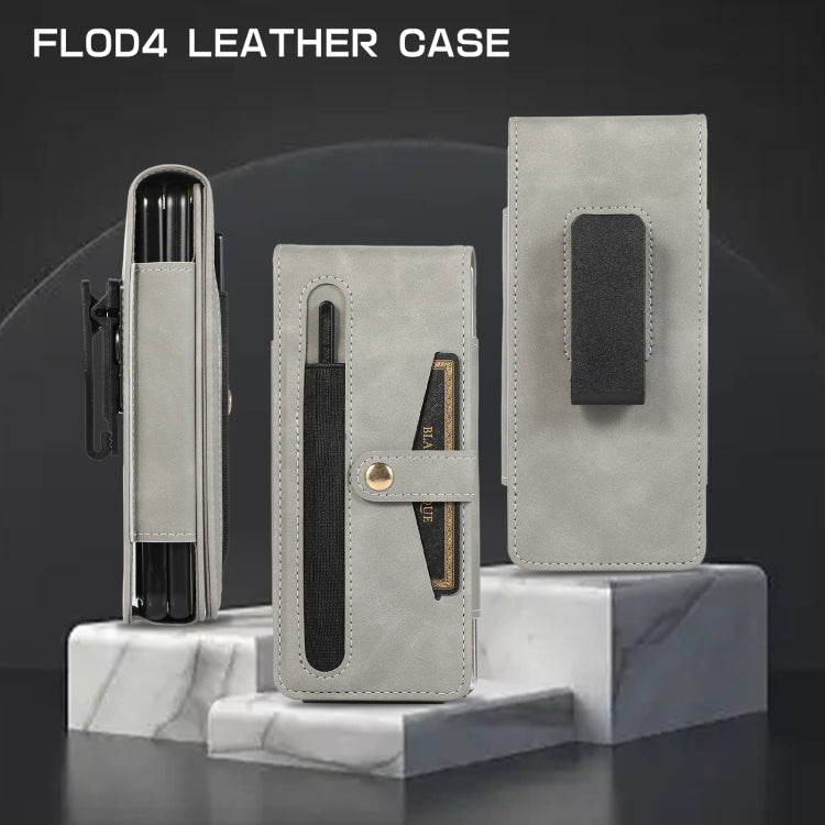 For Samsung Galaxy Z Fold4 5G PC Foldable Shockproof Leather Phone Case with Stylus