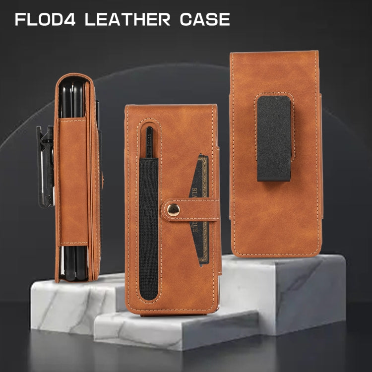 For Samsung Galaxy Z Fold4 5G PC Foldable Shockproof Leather Phone Case with Stylus