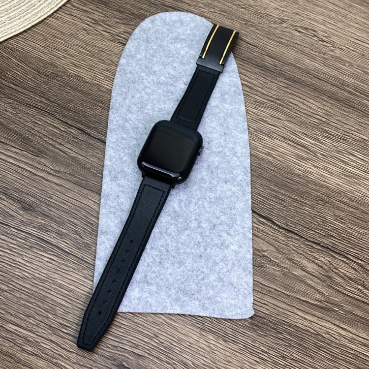 For Apple Watch SE 40mm Trapezoid Fold Magnetic Buckle Silicone PU Watch Band