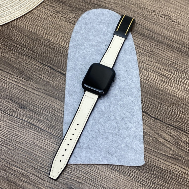 For Apple Watch Series 4 44mm Trapezoid Fold Magnetic Buckle Silicone PU Watch Band