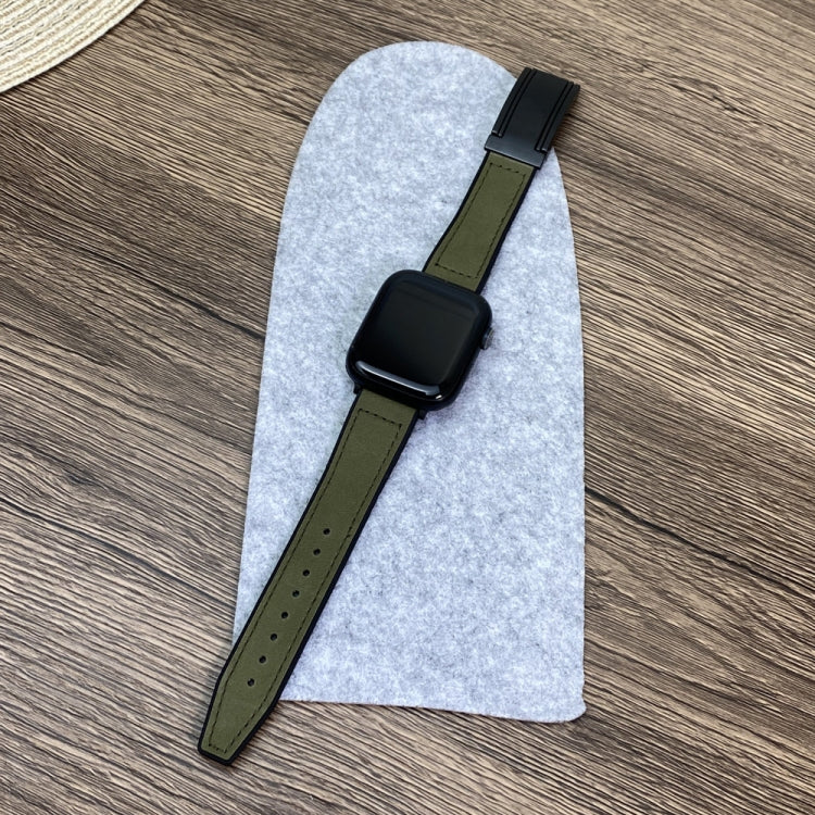 For Apple Watch Series 3 38mm Trapezoid Fold Magnetic Buckle Silicone PU Watch Band