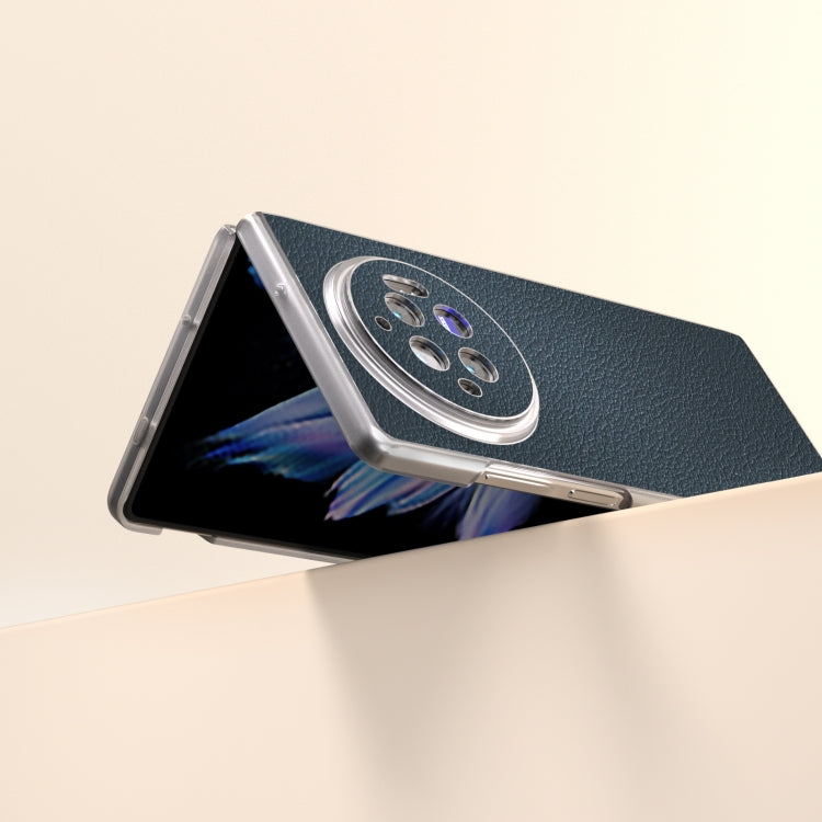 For vivo X Fold3 Frosted Transparent Edge Genuine Leather Wave Phone Case