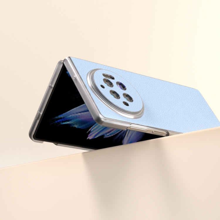 For vivo X Fold3 Frosted Transparent Edge Genuine Leather Wave Phone Case