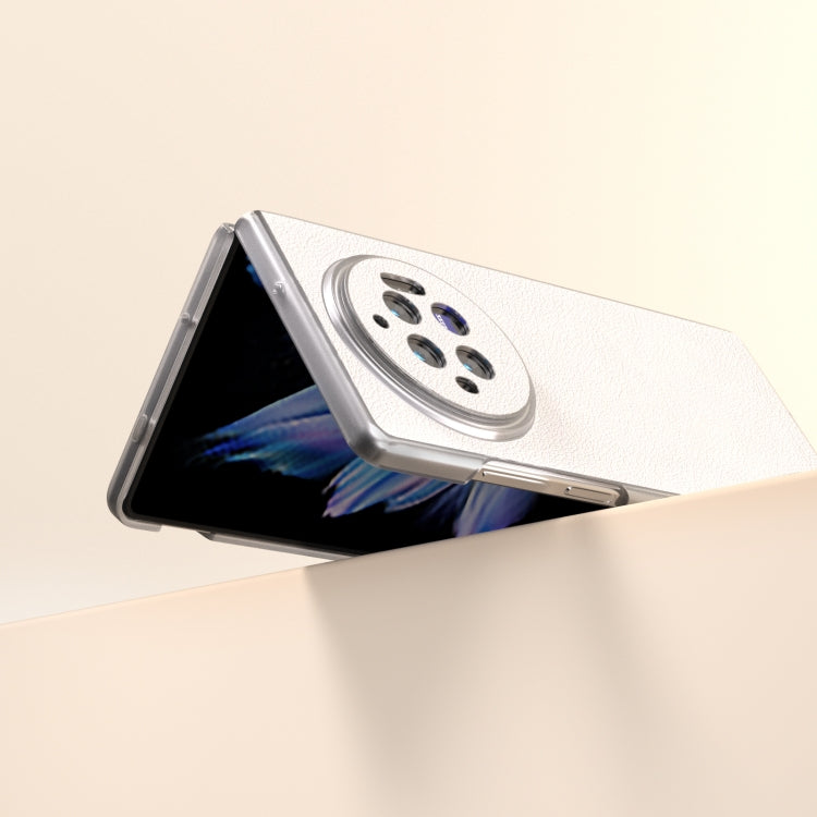 For vivo X Fold3 Frosted Transparent Edge Genuine Leather Wave Phone Case