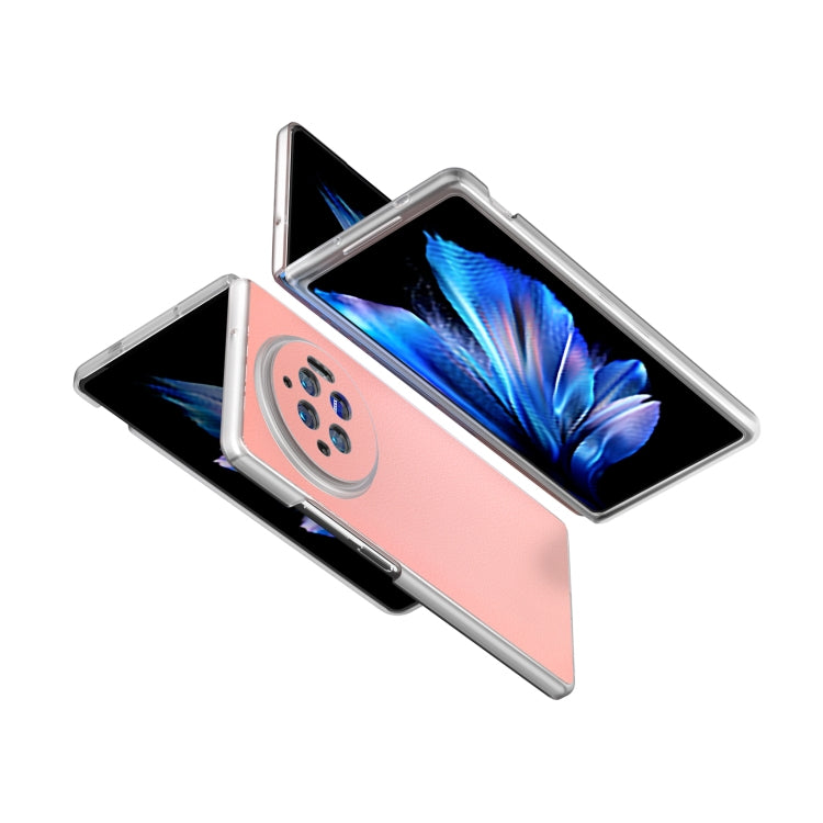 For vivo X Fold3 Frosted Transparent Edge Genuine Leather Wave Phone Case