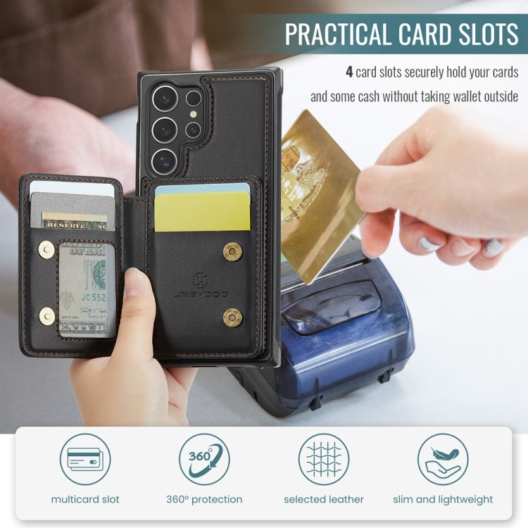 For Samsung Galaxy S24 Ultra 5G JEEHOOD J05 Business Magnetic Style RFID Leather Phone Case