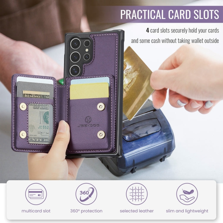 For Samsung Galaxy S24 Ultra 5G JEEHOOD J05 Business Magnetic Style RFID Leather Phone Case