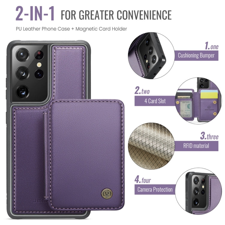 For Samsung Galaxy S21 Ultra 5G JEEHOOD J05 Business Magnetic Style RFID Leather Phone Case