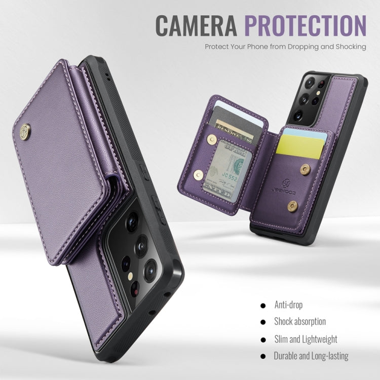 For Samsung Galaxy S21 Ultra 5G JEEHOOD J05 Business Magnetic Style RFID Leather Phone Case
