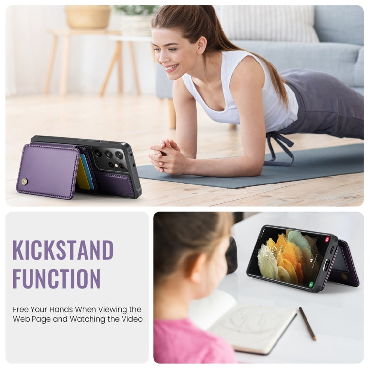 For Samsung Galaxy S21 Ultra 5G JEEHOOD J05 Business Magnetic Style RFID Leather Phone Case