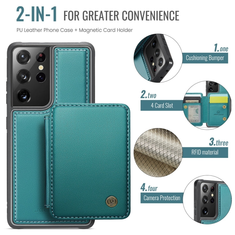 For Samsung Galaxy S21 Ultra 5G JEEHOOD J05 Business Magnetic Style RFID Leather Phone Case