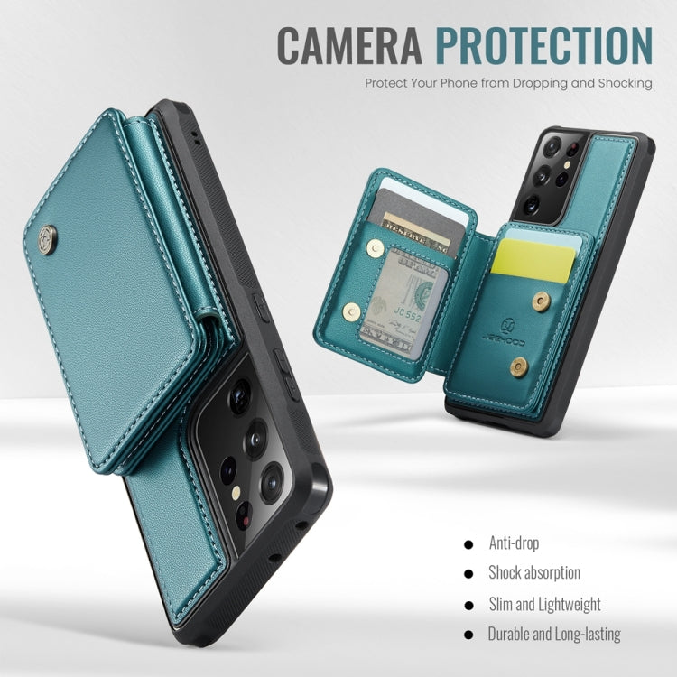 For Samsung Galaxy S21 Ultra 5G JEEHOOD J05 Business Magnetic Style RFID Leather Phone Case