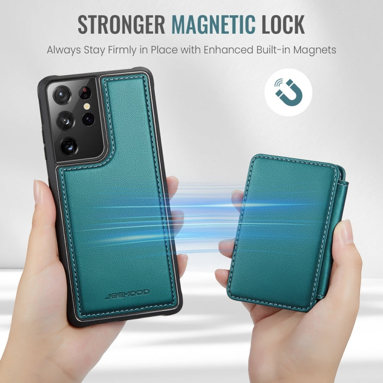 For Samsung Galaxy S21 Ultra 5G JEEHOOD J05 Business Magnetic Style RFID Leather Phone Case
