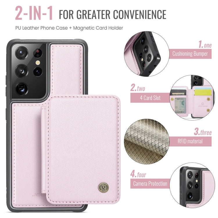For Samsung Galaxy S21 Ultra 5G JEEHOOD J05 Business Magnetic Style RFID Leather Phone Case