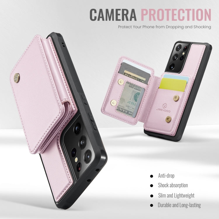 For Samsung Galaxy S21 Ultra 5G JEEHOOD J05 Business Magnetic Style RFID Leather Phone Case
