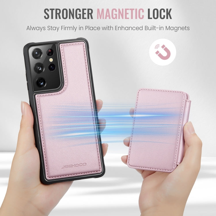 For Samsung Galaxy S21 Ultra 5G JEEHOOD J05 Business Magnetic Style RFID Leather Phone Case