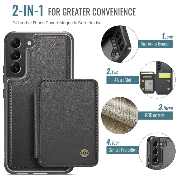 For Samsung Galaxy S22 5G JEEHOOD J05 Business Magnetic Style RFID Leather Phone Case
