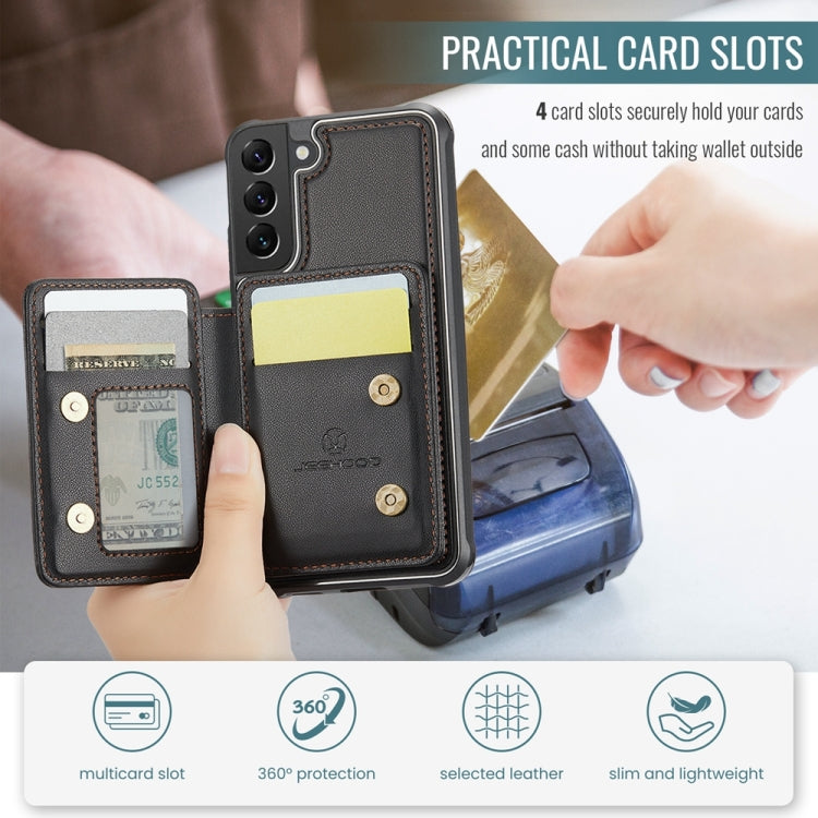 For Samsung Galaxy S22 5G JEEHOOD J05 Business Magnetic Style RFID Leather Phone Case