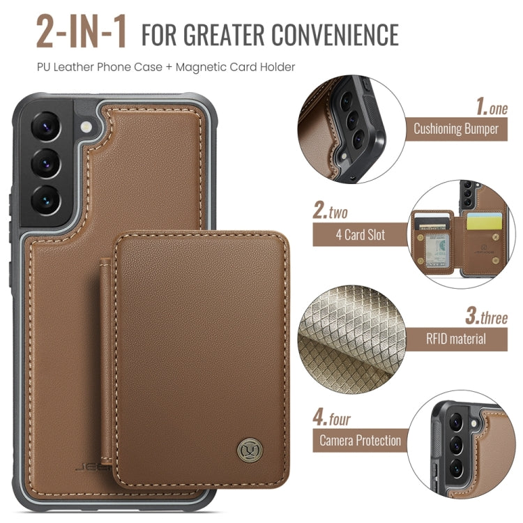 For Samsung Galaxy S22 5G JEEHOOD J05 Business Magnetic Style RFID Leather Phone Case