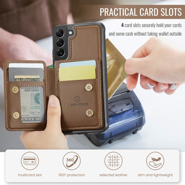 For Samsung Galaxy S22 5G JEEHOOD J05 Business Magnetic Style RFID Leather Phone Case