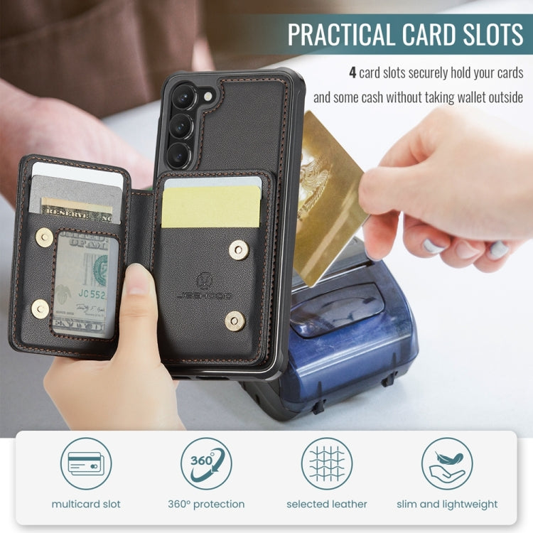 For Samsung Galaxy S23+ 5G JEEHOOD J05 Business Magnetic Style RFID Leather Phone Case