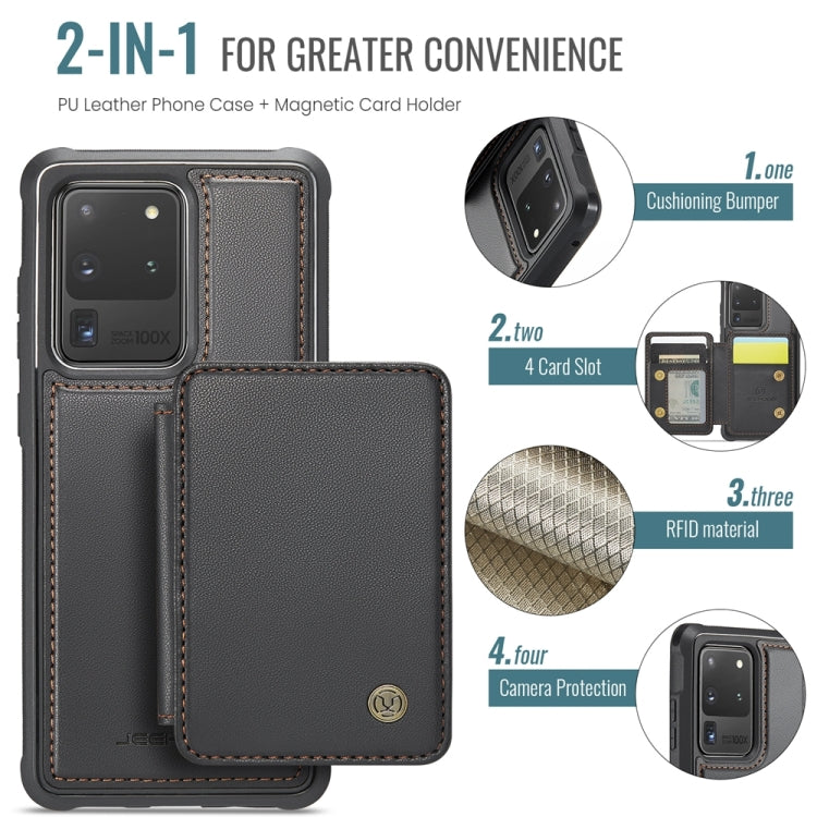 For Samsung Galaxy S20 Ultra 5G JEEHOOD J05 Business Magnetic Style RFID Leather Phone Case