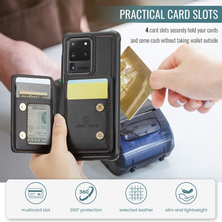 For Samsung Galaxy S20 Ultra 5G JEEHOOD J05 Business Magnetic Style RFID Leather Phone Case