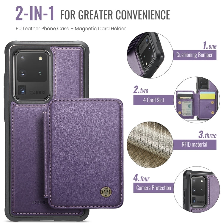 For Samsung Galaxy S20 Ultra 5G JEEHOOD J05 Business Magnetic Style RFID Leather Phone Case