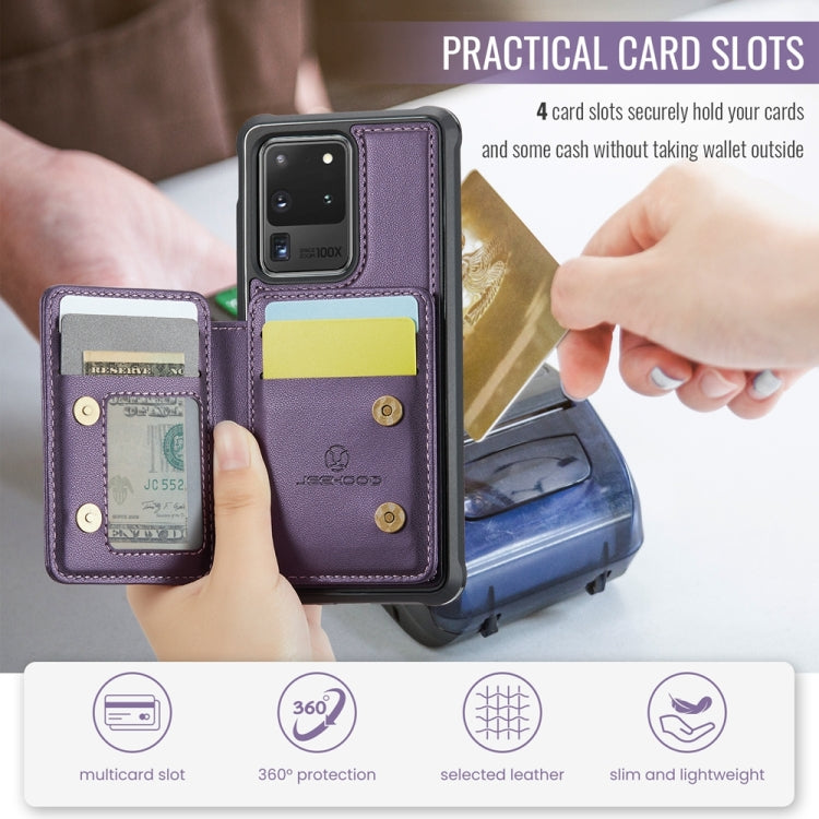 For Samsung Galaxy S20 Ultra 5G JEEHOOD J05 Business Magnetic Style RFID Leather Phone Case