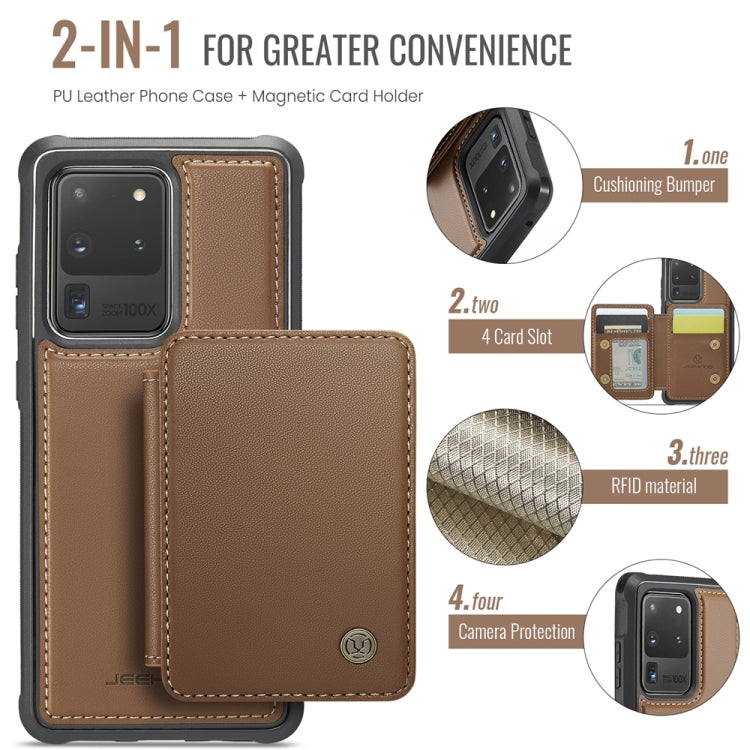 For Samsung Galaxy S20 Ultra 5G JEEHOOD J05 Business Magnetic Style RFID Leather Phone Case