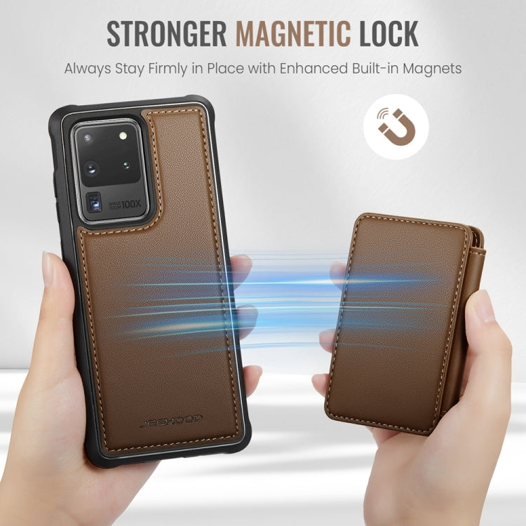 For Samsung Galaxy S20 Ultra 5G JEEHOOD J05 Business Magnetic Style RFID Leather Phone Case