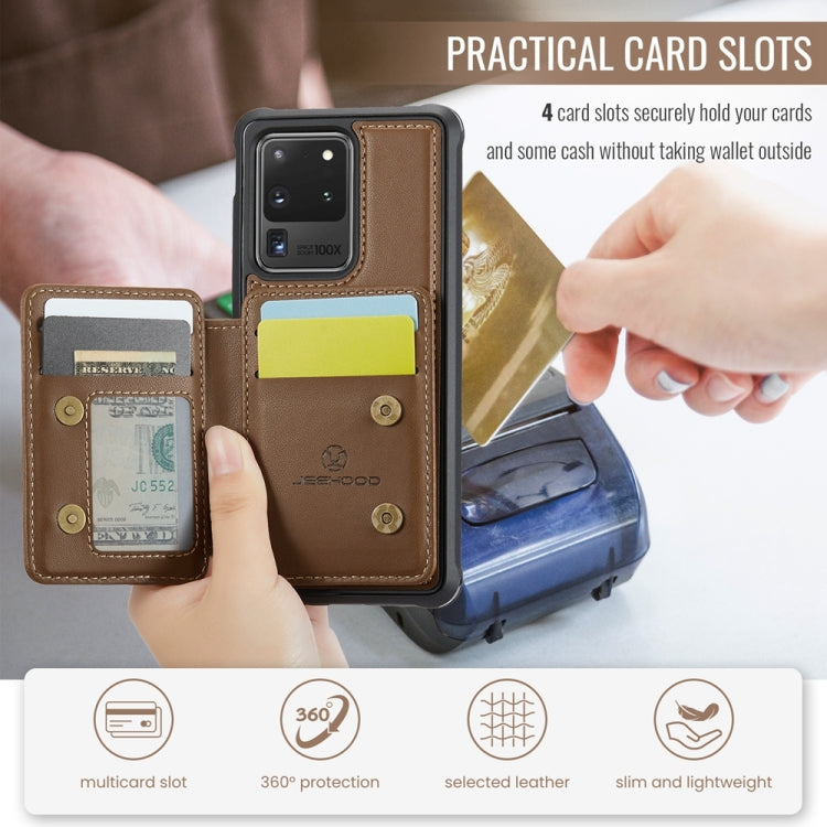 For Samsung Galaxy S20 Ultra 5G JEEHOOD J05 Business Magnetic Style RFID Leather Phone Case