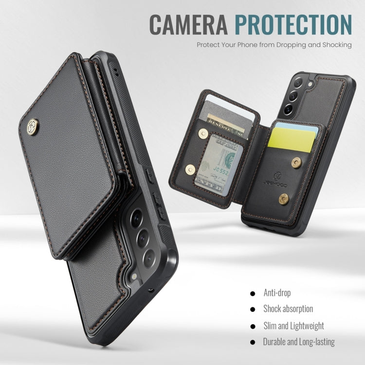 For Samsung Galaxy S21 FE 5G JEEHOOD J05 Business Magnetic Style RFID Leather Phone Case