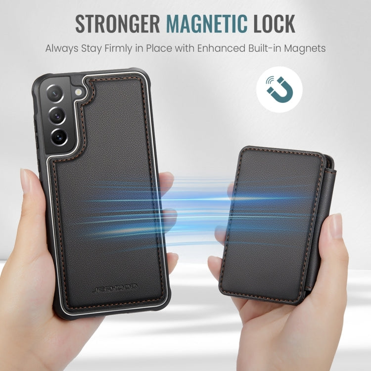 For Samsung Galaxy S21 FE 5G JEEHOOD J05 Business Magnetic Style RFID Leather Phone Case