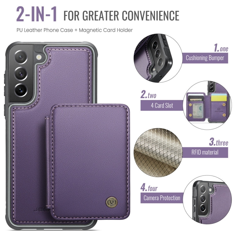 For Samsung Galaxy S21 FE 5G JEEHOOD J05 Business Magnetic Style RFID Leather Phone Case