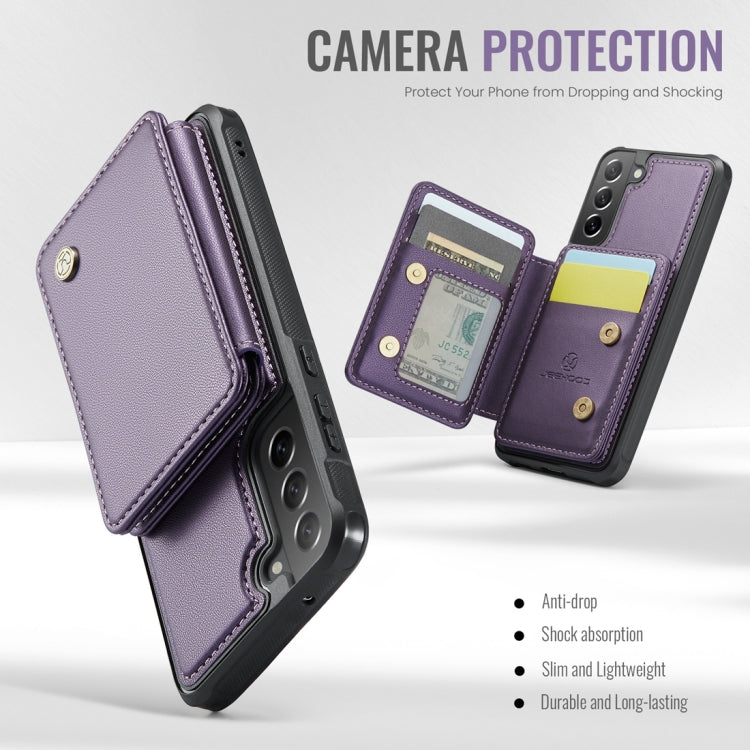 For Samsung Galaxy S21 FE 5G JEEHOOD J05 Business Magnetic Style RFID Leather Phone Case