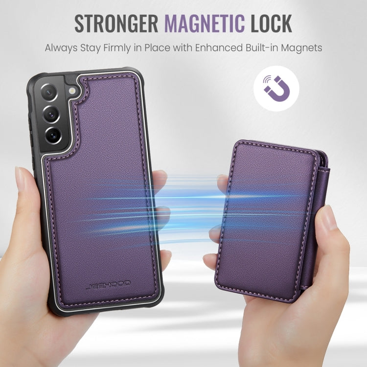 For Samsung Galaxy S21 FE 5G JEEHOOD J05 Business Magnetic Style RFID Leather Phone Case