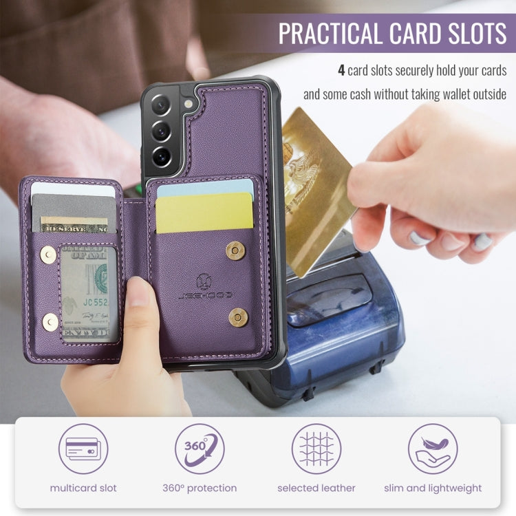 For Samsung Galaxy S21 FE 5G JEEHOOD J05 Business Magnetic Style RFID Leather Phone Case