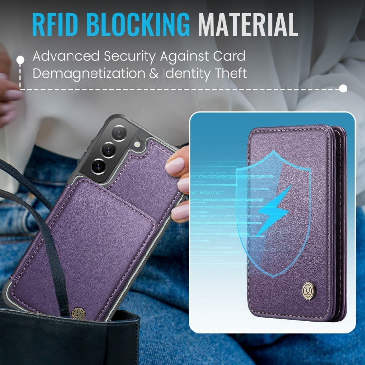For Samsung Galaxy S21 FE 5G JEEHOOD J05 Business Magnetic Style RFID Leather Phone Case