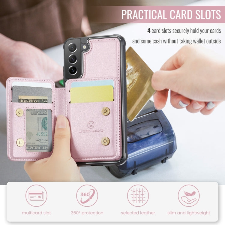 For Samsung Galaxy S21 FE 5G JEEHOOD J05 Business Magnetic Style RFID Leather Phone Case