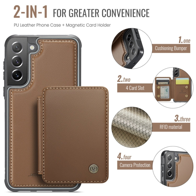 For Samsung Galaxy S21 FE 5G JEEHOOD J05 Business Magnetic Style RFID Leather Phone Case