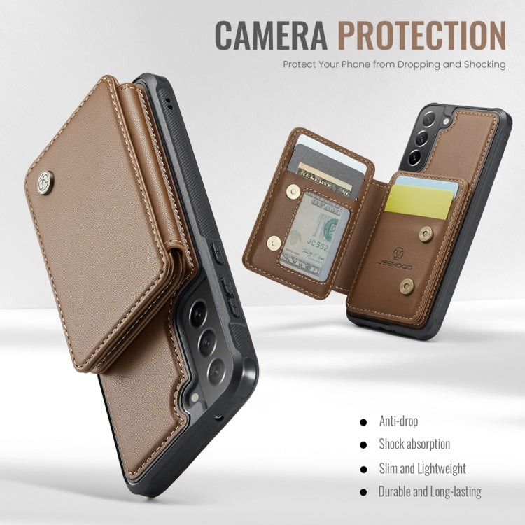 For Samsung Galaxy S21 FE 5G JEEHOOD J05 Business Magnetic Style RFID Leather Phone Case