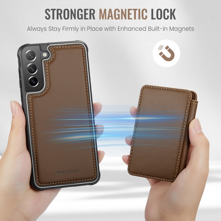 For Samsung Galaxy S21 FE 5G JEEHOOD J05 Business Magnetic Style RFID Leather Phone Case
