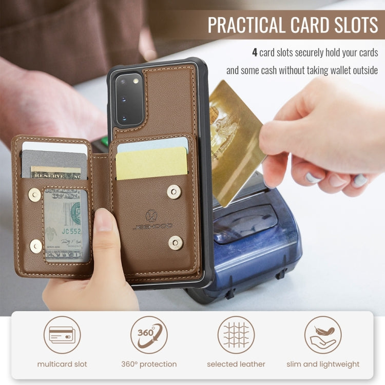 For Samsung Galaxy S20 5G JEEHOOD J05 Business Magnetic Style RFID Leather Phone Case